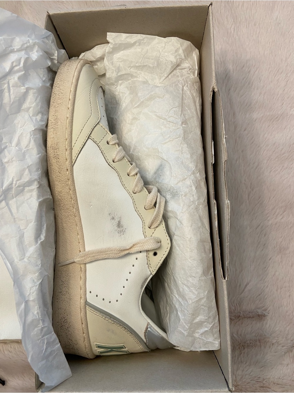 NIB - Golden Goose White Ballstar Leather Upper Toe and Spur Nabuk - Picture 7 of 10